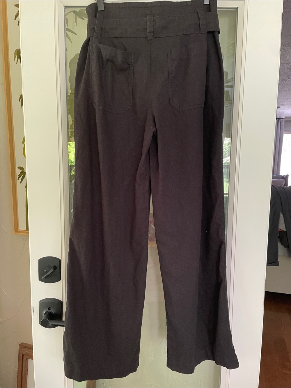 Gap Linen Wide Leg Pants Black Tie Waist High Rise Relaxed Coastal Chic Size 8 - Picture 3 of 11